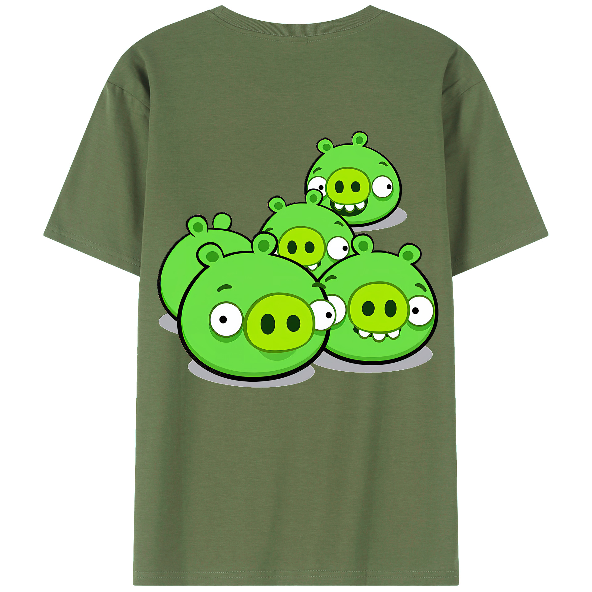 （画像用） Angry Birds アングリーバード 綿100％ メンズ半袖Tシャツ（バックプリント） 通気性